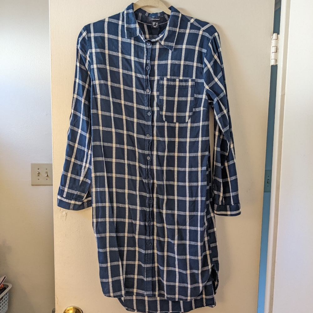 Plaid button down shirt dress
